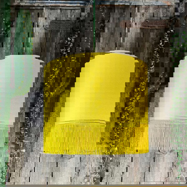 Love Frankie banana cotton lampshade copper lining and fringing