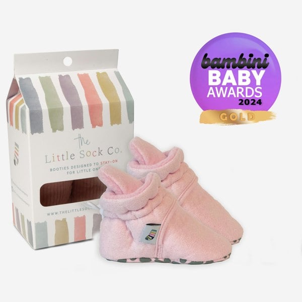 Little Sock Co. Stay-on, Non-Slip Booties - Perfect pram Slipper or Baby Carrier boot - Peony Suedette