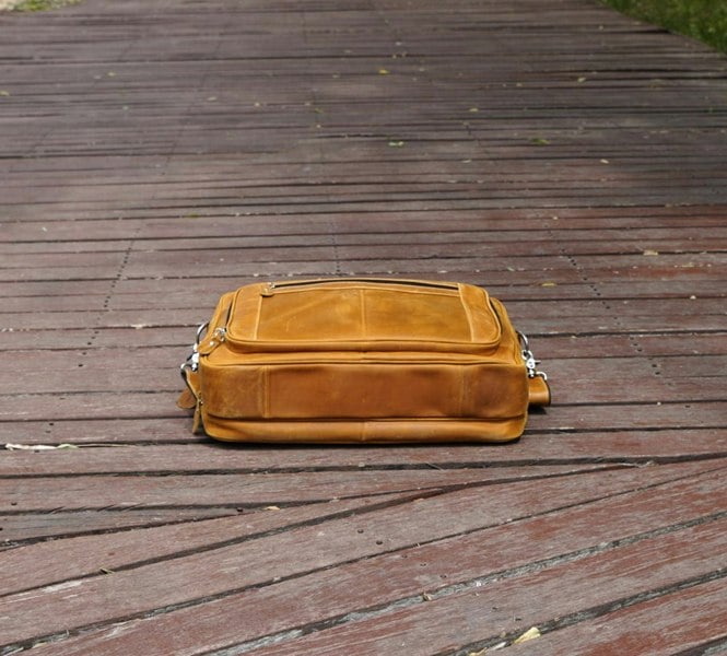 Touribag Genuine Leather Briefcase With Luggage Strap