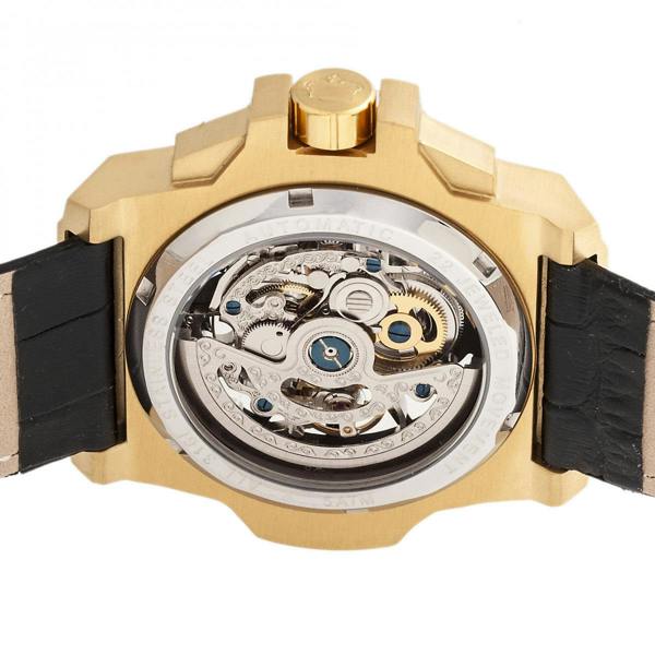 Reign Commodus Automatic Skeleton Leather-Band Watch - Gold/Black - REIRN4004