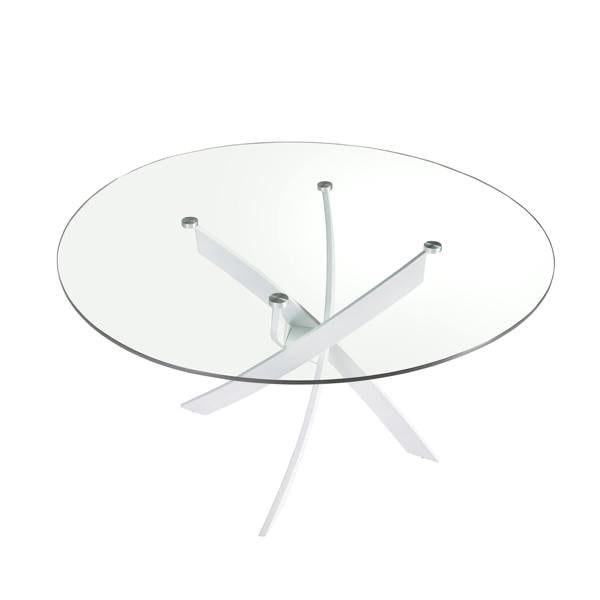 Angel Cerdá Round tempered glass and white steel dining table 1138
