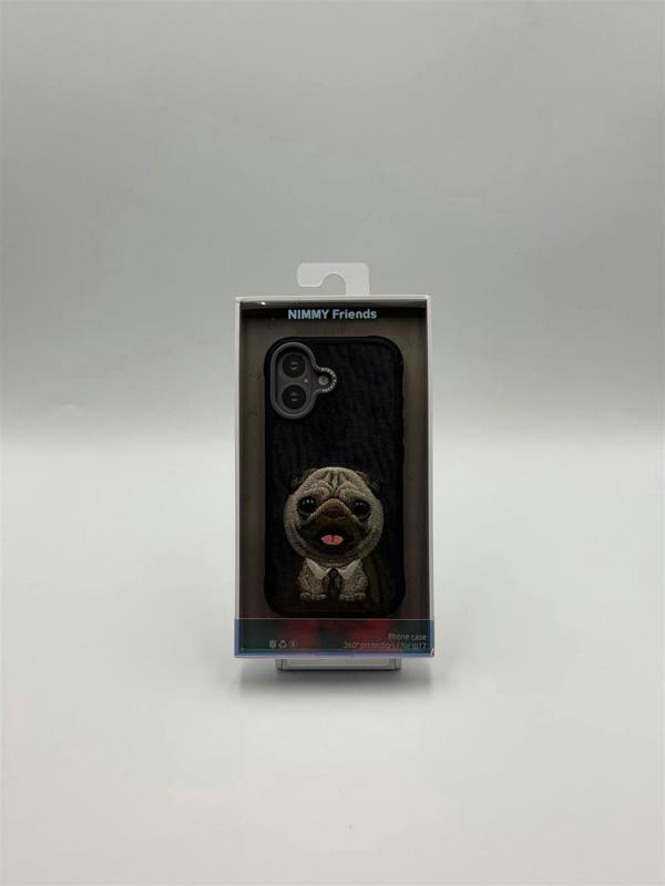 Nimmy Friends Nimmy Big Eye Cute Pet Pug Dog Case with MagSafe for iPhone 17 6.3" Black Grey - N-XDY-IP17-09-A