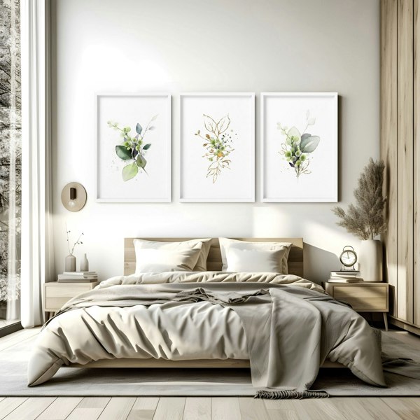 Bedroom decor for walls | set of 3 wall art prints