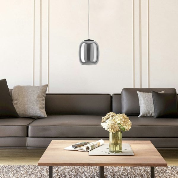 EGLO Ciampino Black Steel And Glass Modern Pendant