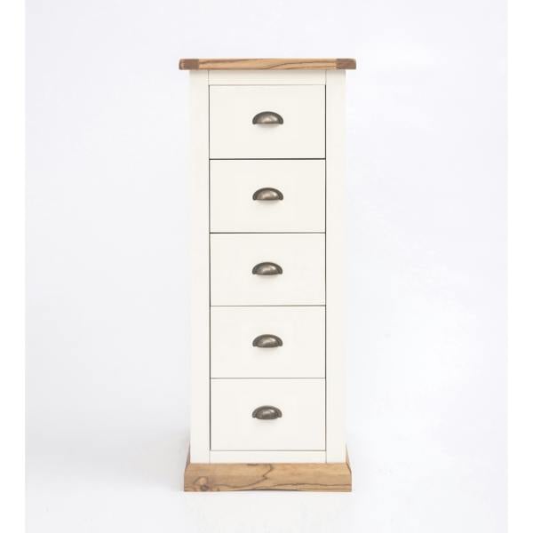 Tropea 5 Drawer Narrow Chest of Drawers Brass Cup Handle