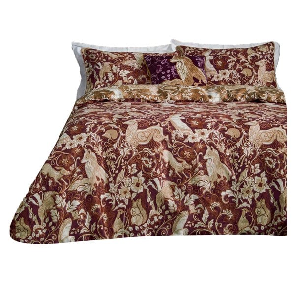 Paoletti Harewood British Cotton Animals Duvet Cover Set - Ruby