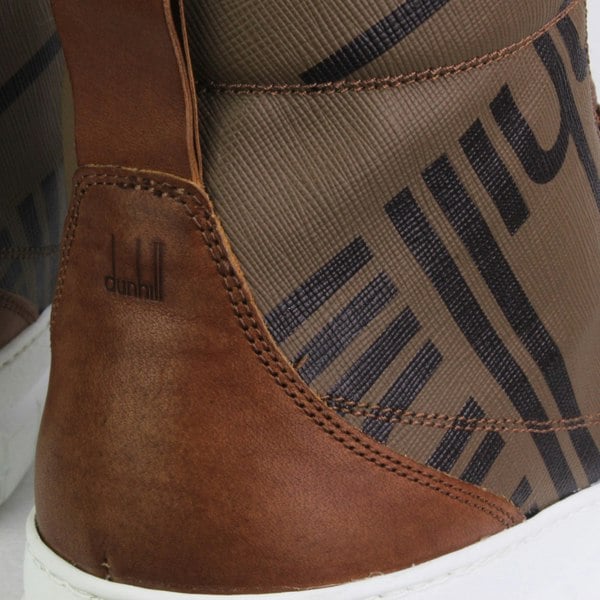 Dunhill Luggage Canvas hi-top sneakers in tan and brown tones