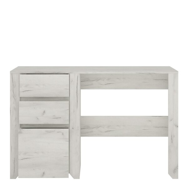Wyld Haus Norwich Aged Effect Soft Grey Wood Veneer 3 Drawer Desk