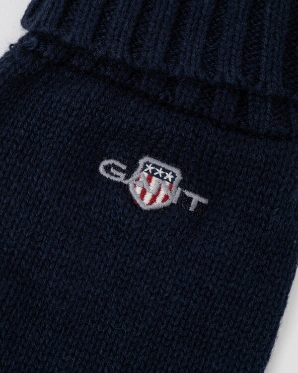 GANT Mens Cotton Blend Logo Gloves - 410 Marine