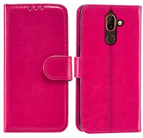 KAV Nokia 7 Plus Case, Premium PU Leather Wallet Case Cover - Pink