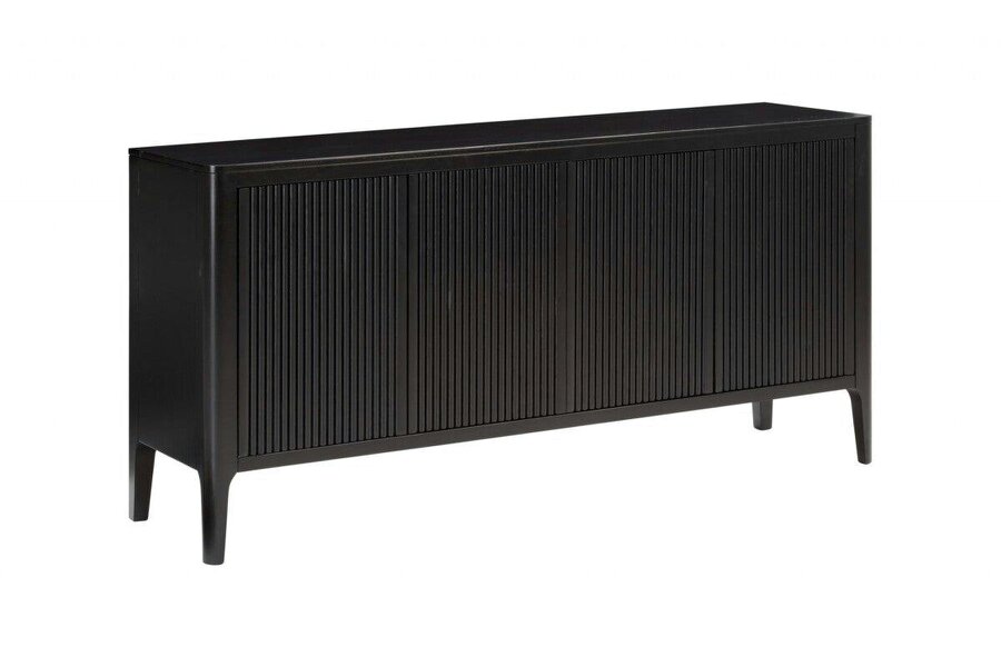 Wyld Haus Modena Large Black Wood Ribbed Storage Sideboard