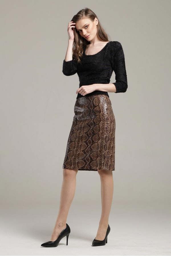 Rumour London Sandy snake skin faux leather pencil skirt
