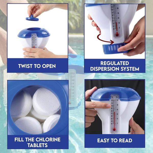 My Garden Outdoor Living My Garden Floating Pool Chlorine Dispenser with Built-In Thermometer - Adjustable Flow Chlorine Floater