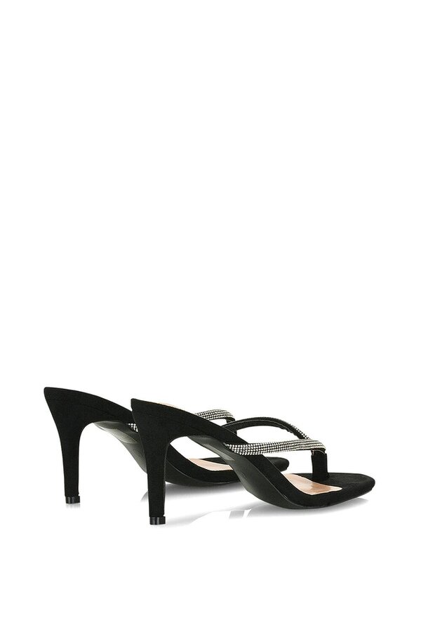 XY LONDON Thong Strap Slip On Stiletto Diamante Heeled Sandal Mules