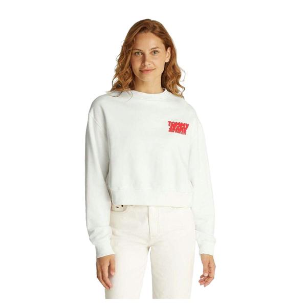 Tommy Jeans Womens/Ladies Bubble Crop Sweatshirt - Ecru - 