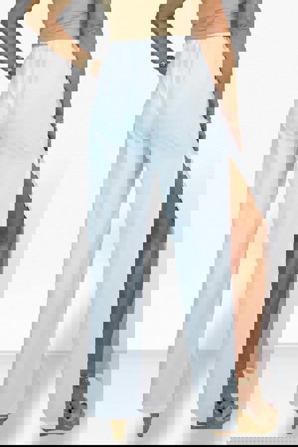 Paulo Due Women's Linen Look Wide Leg Split Hem Trousers