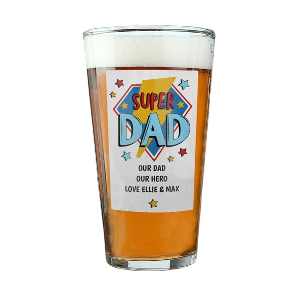 Personalised Memento Company Personalised Super Dad Printed Beer Glass