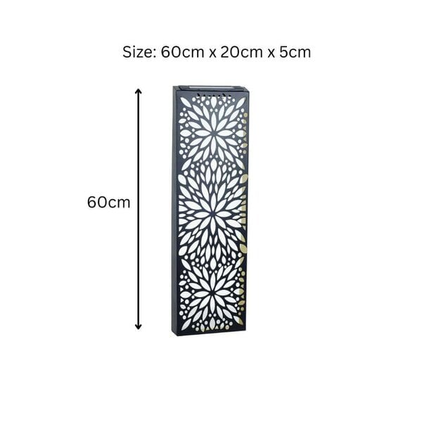 EDH Door Hardware Metal Flower Solar Wall Panel – 60 x 20 x 5 CM | Solar-Powered Outdoor Wall Art | Weatherproof Metal Garden Decor