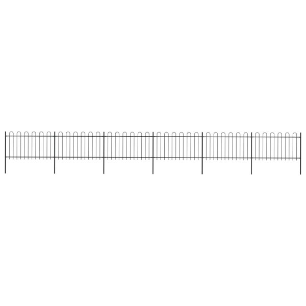 Berkfield Garden Fence with Hoop Top Steel 10.2x1 m Black