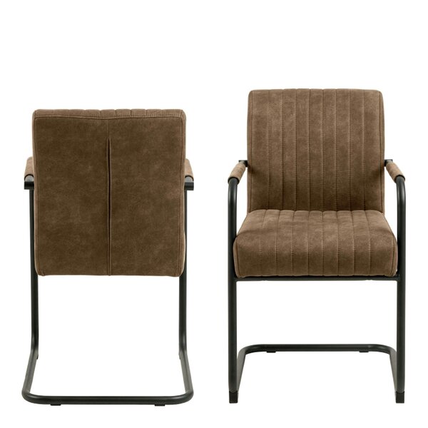 Wyld Haus Set of 2 Helsinki Light Brown Upholstered Dining Chair Ribbed Back