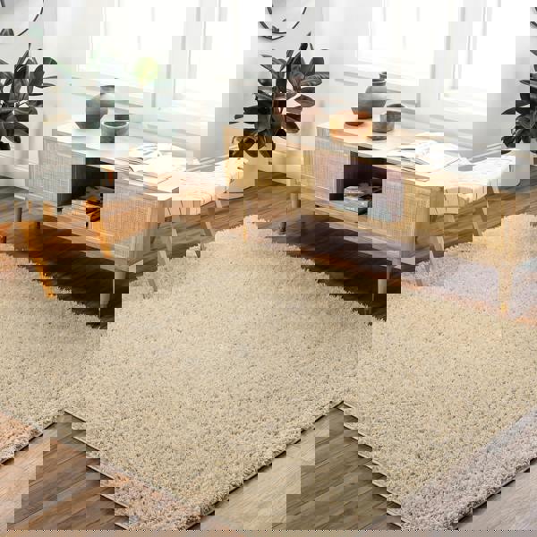 Livabliss Moda Shag-Solid Color Beige Plush Soft Pile Rug