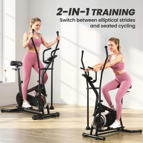 SPORTNOW 2 in 1 Elliptical Cross Trainer for Home with Adjustable Seat