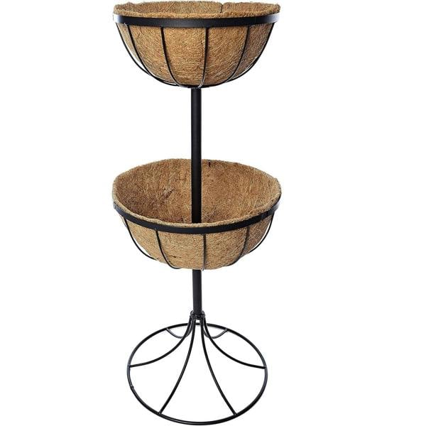 Gr8 Garden 2 Tier Flower Fountain Planter With Coco Liners Metal Outdoor Garden Decor Patio