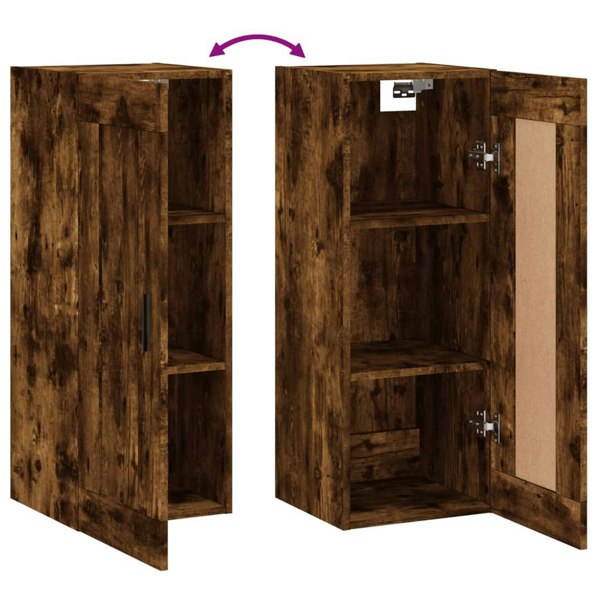 Berkfield Wall Mounted Cabinet Smoked Oak 34.5x34x90 cm Engineered Wood