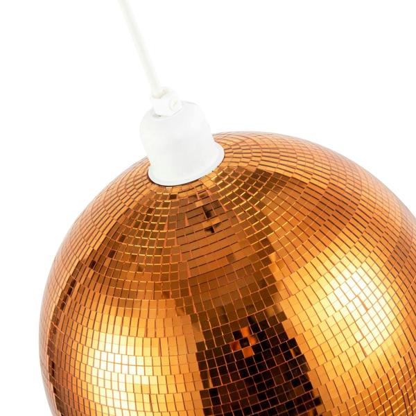 Shiny Disco Mosaic Ball in Vibrant Orange Mirrored Tiled Retro Style Image 3