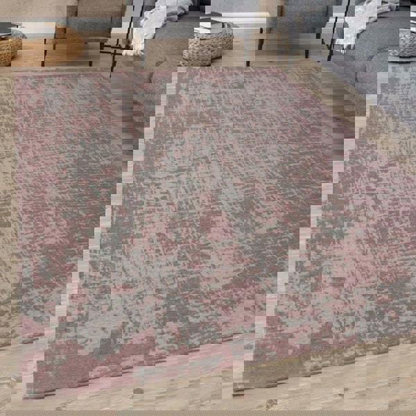 Machine Washable Flatweave Rug in Pink