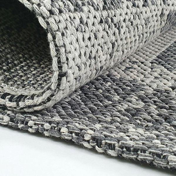 Grey Geometric Rug 100% Cotton Small Extra Large XL Washable Modern Flat Weave Carpet Woven Room Mat