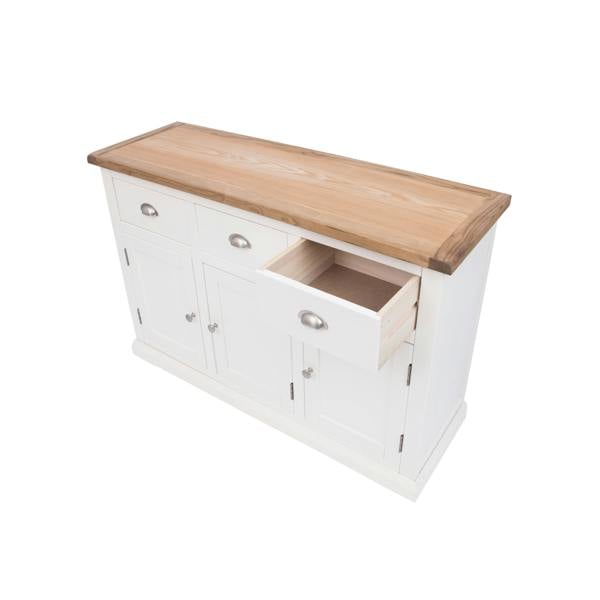 Cabinet Bits Cosenza Off White 3 Drawer 3 Door Sideboard Chrome Cup Handle