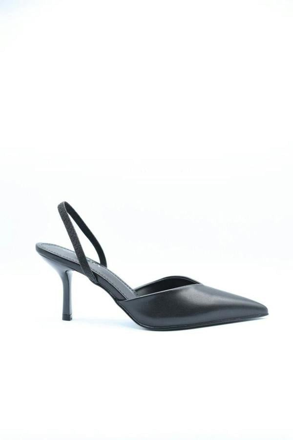Ophelia Pointed Toe Slingback High Heels - Black