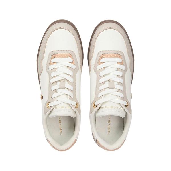Tommy Hilfiger Womens/Ladies Leather Cupsole Trainers - Ecru/Stone/Blush - 