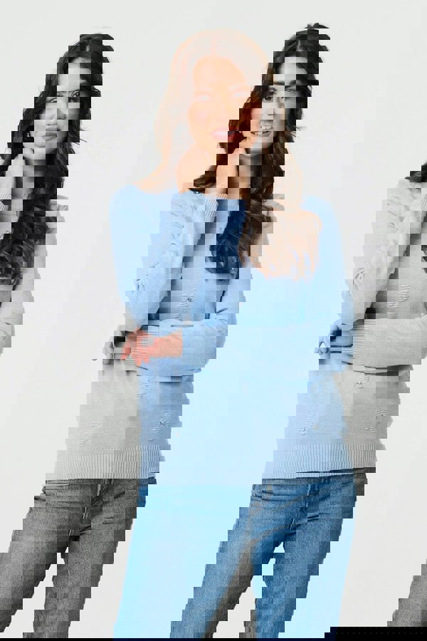 Light Blue | Floral Gemstone Embellished Jumper
