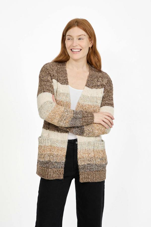 Mudflower Cable-Knit Stripe Cardigan