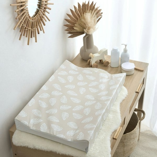 Anti-Roll Changing Mat - Palm Bay (Greige) - The Tiny Bed Company™