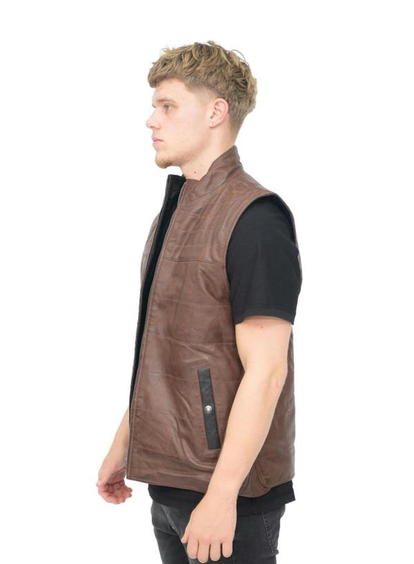 Infinity Leather Mens Reversible Black and Brown Leather Gilet-Preston