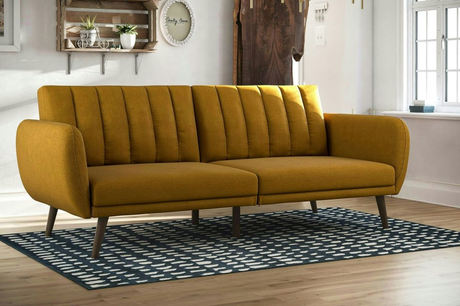 Dorel Home Brittany Sofa Bed in Linen Mustard