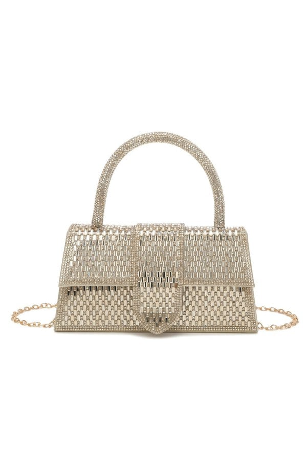 Kitise Elegant Rhinestone Evening Clutch Bag with Chain Strap