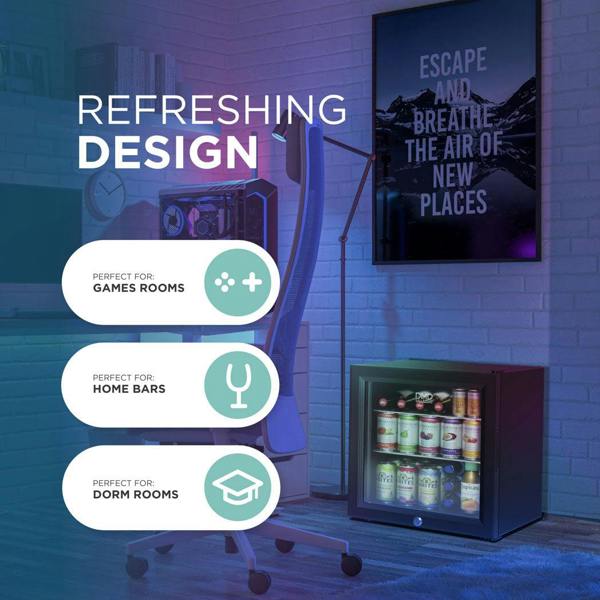 DMD Collective Glass Door Mini Fridge – 50L Compact Drinks Refrigerator