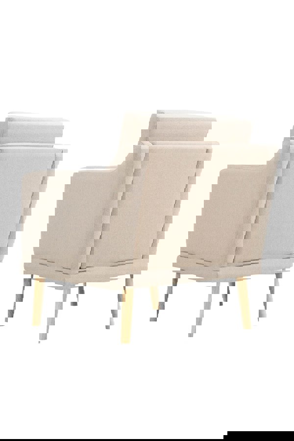 Living and Home Beige Linen Upholstered Padded Armchair