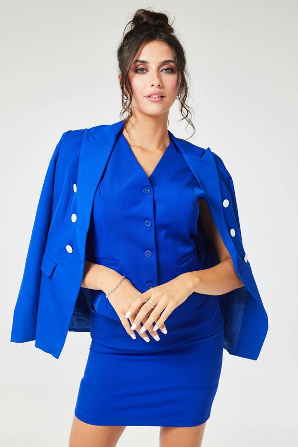 LuvForever Cobalt Blue 4-Piece Trouser Skirt Suit