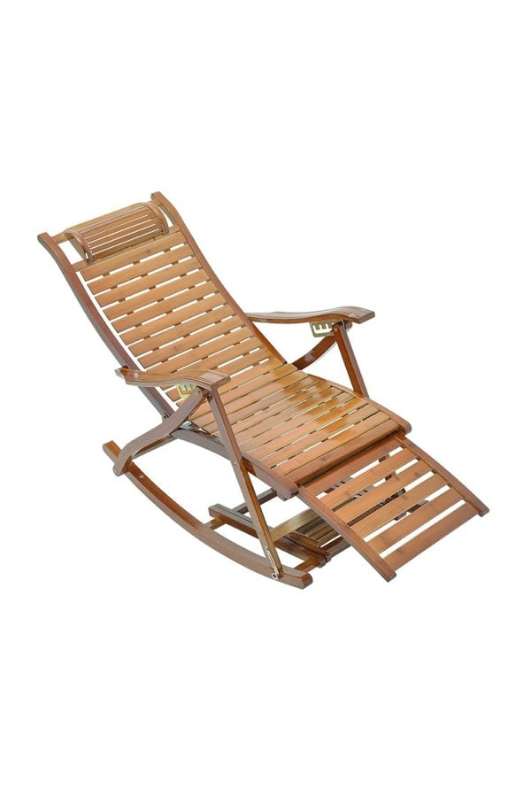 Living and Home Bamboo Foldable Recliner Lounge Rocking Chair