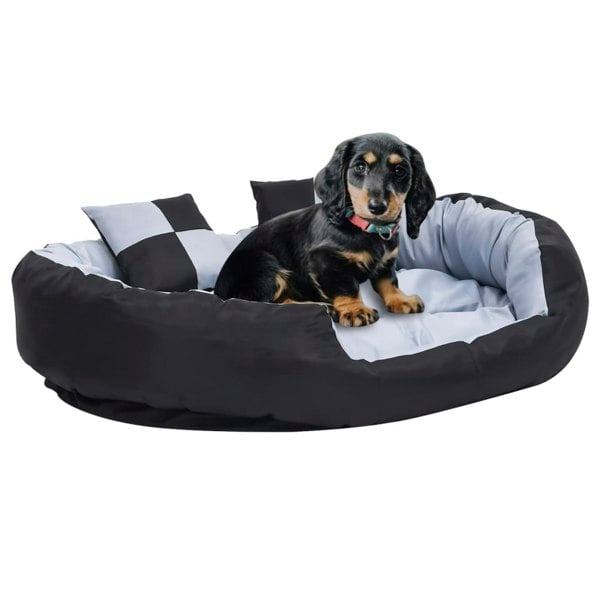 Berkfield Reversible & Washable Dog Cushion Grey and Black 110x80x23 cm