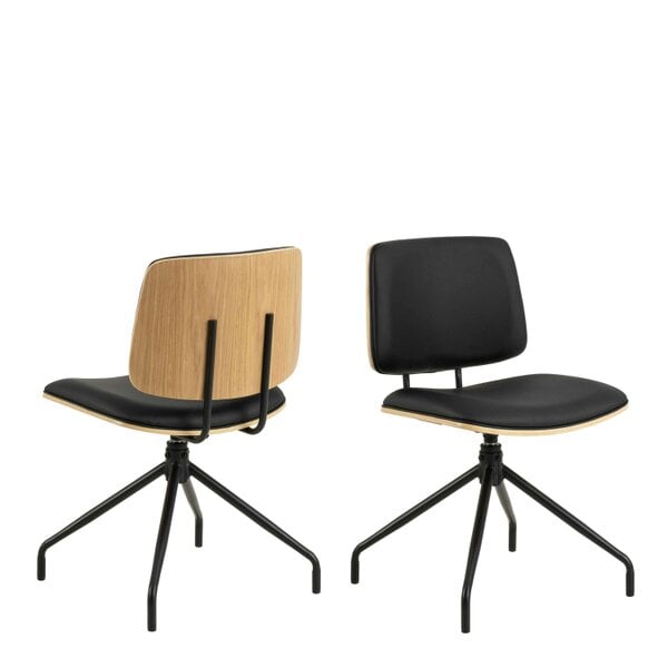 Wyld Haus Set of 2 Nairobi Swivel Dining Chairs Black Veneer and Faux Leather