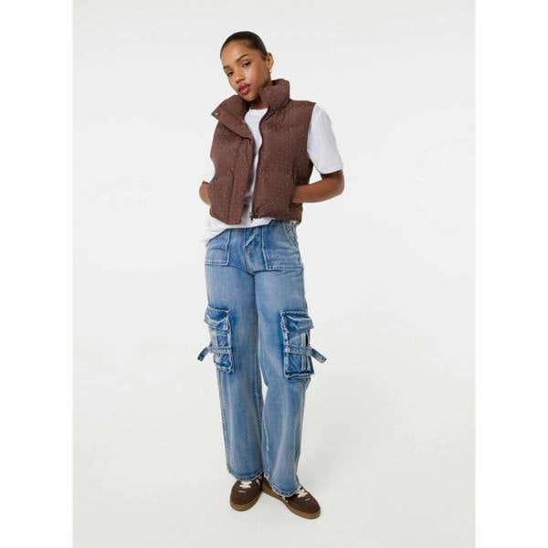 Pink Vanilla Diamante Puffer Gilet