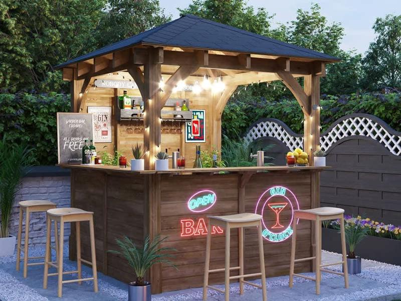 Dunster House Garden Bar 2.5m x 2.5m Wooden Outdoor Pub Shed Gazebo Roof Shingles Heavy Duty Leviathan L
