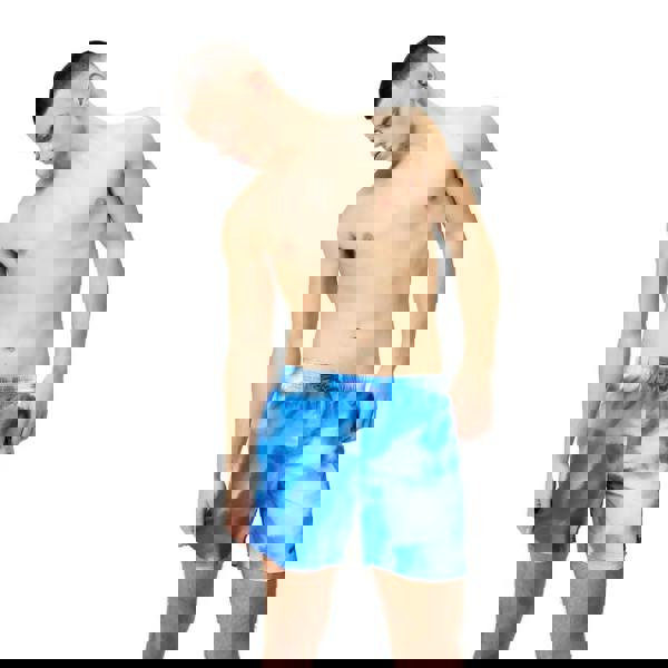 Speedo blue wash digital printed leisure swim shorts with tie-dye pattern