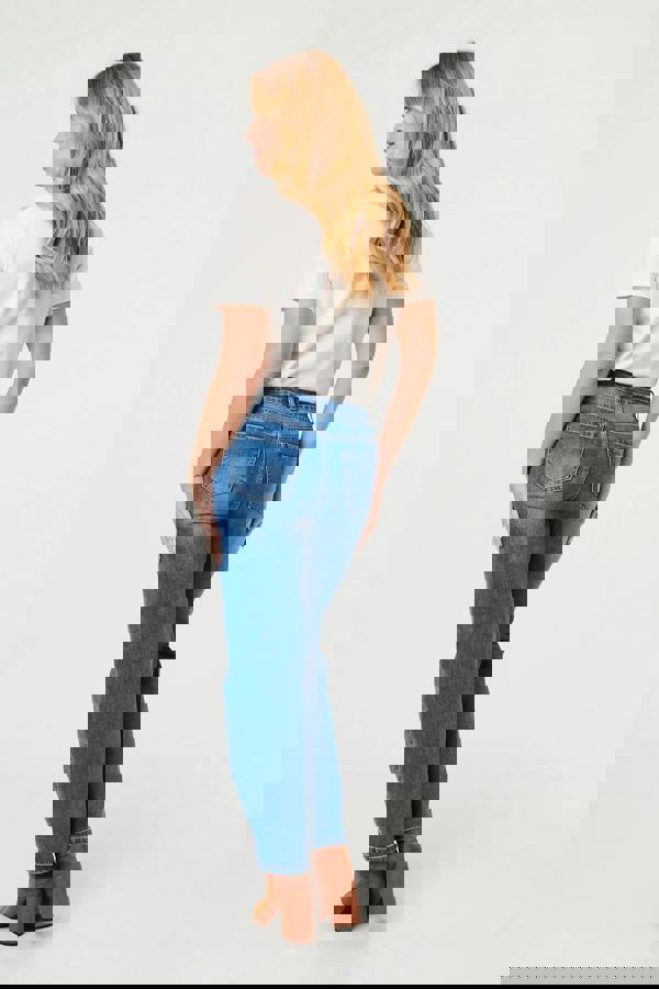 Blue | Heart Pocket Detail Straight Leg Jeans